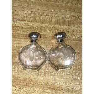 2 Set Small Vintage Lalique Crystal Gold Cap Nina Ricci L'air Du Temps Bottles
